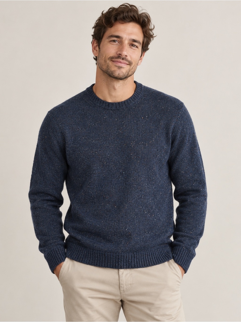Alex Mill Donegal Wool Navy Crew Neck Sweater Size L Classic Preppy